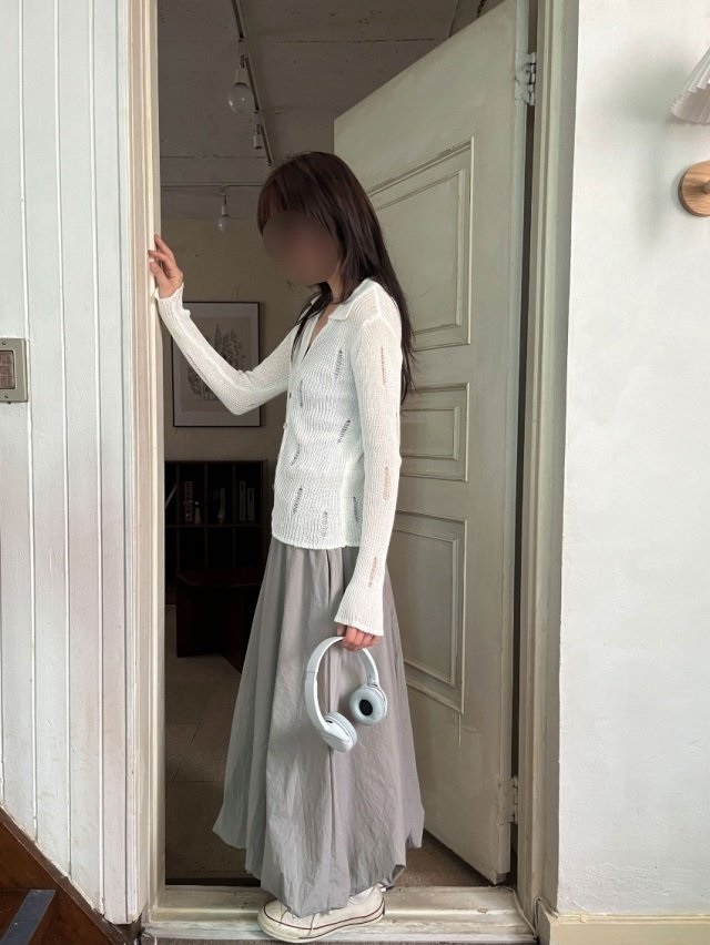 カラーVネックダメ―ジリブカーディガン | 詳細画像6