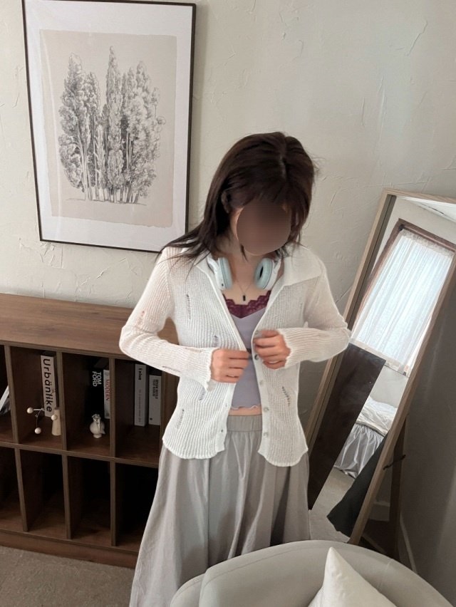 カラーVネックダメ―ジリブカーディガン | 詳細画像10