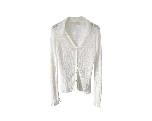 カラーVネックダメ―ジリブカーディガン | 詳細画像11