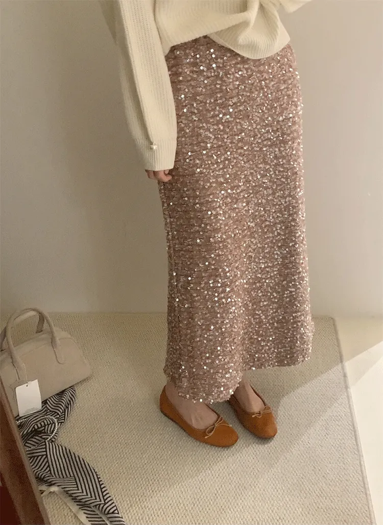 スパンコールスリットIラインスカート | 詳細画像1