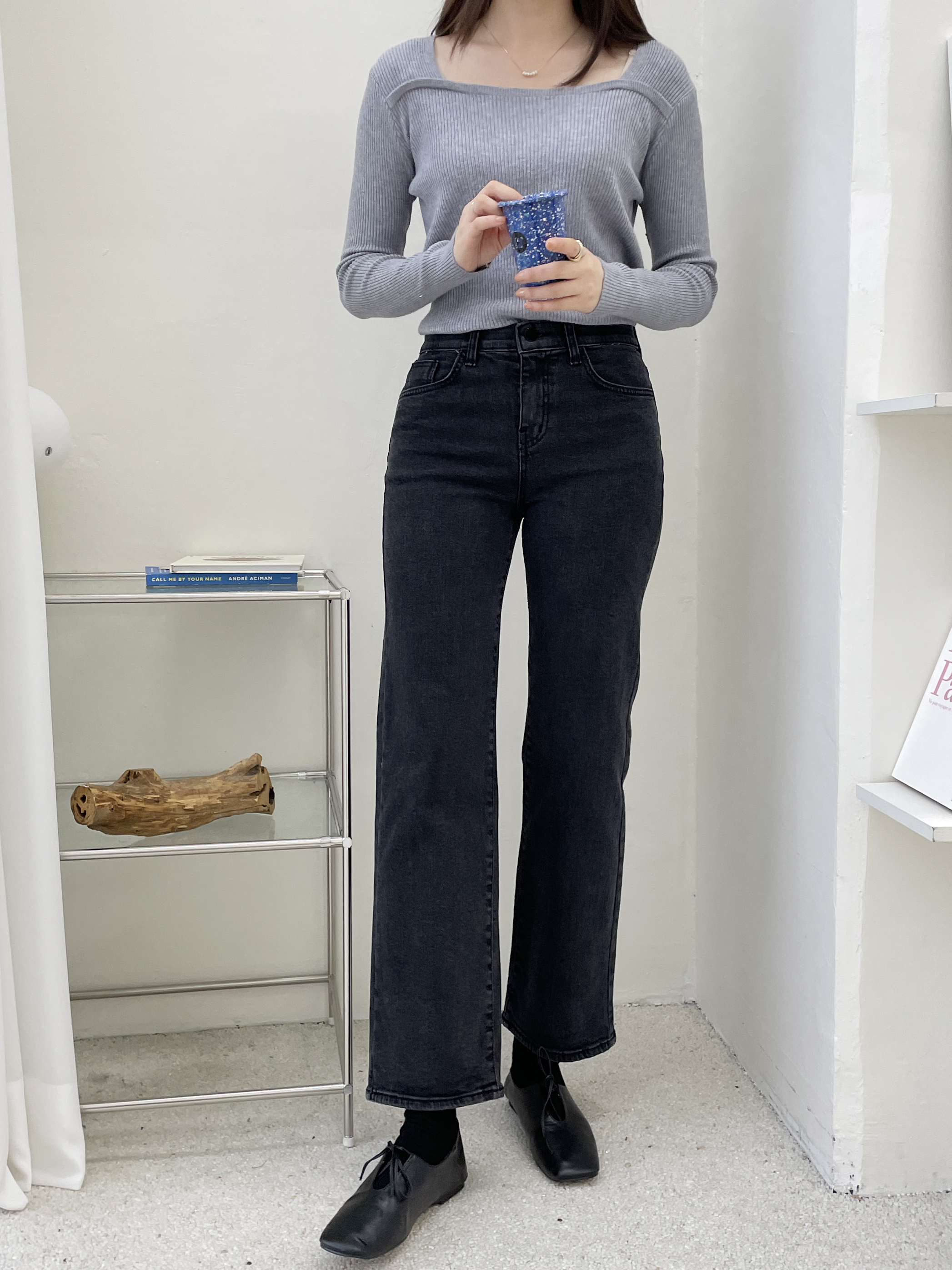 裏起毛スリムストレートデニムパンツ | 詳細画像2