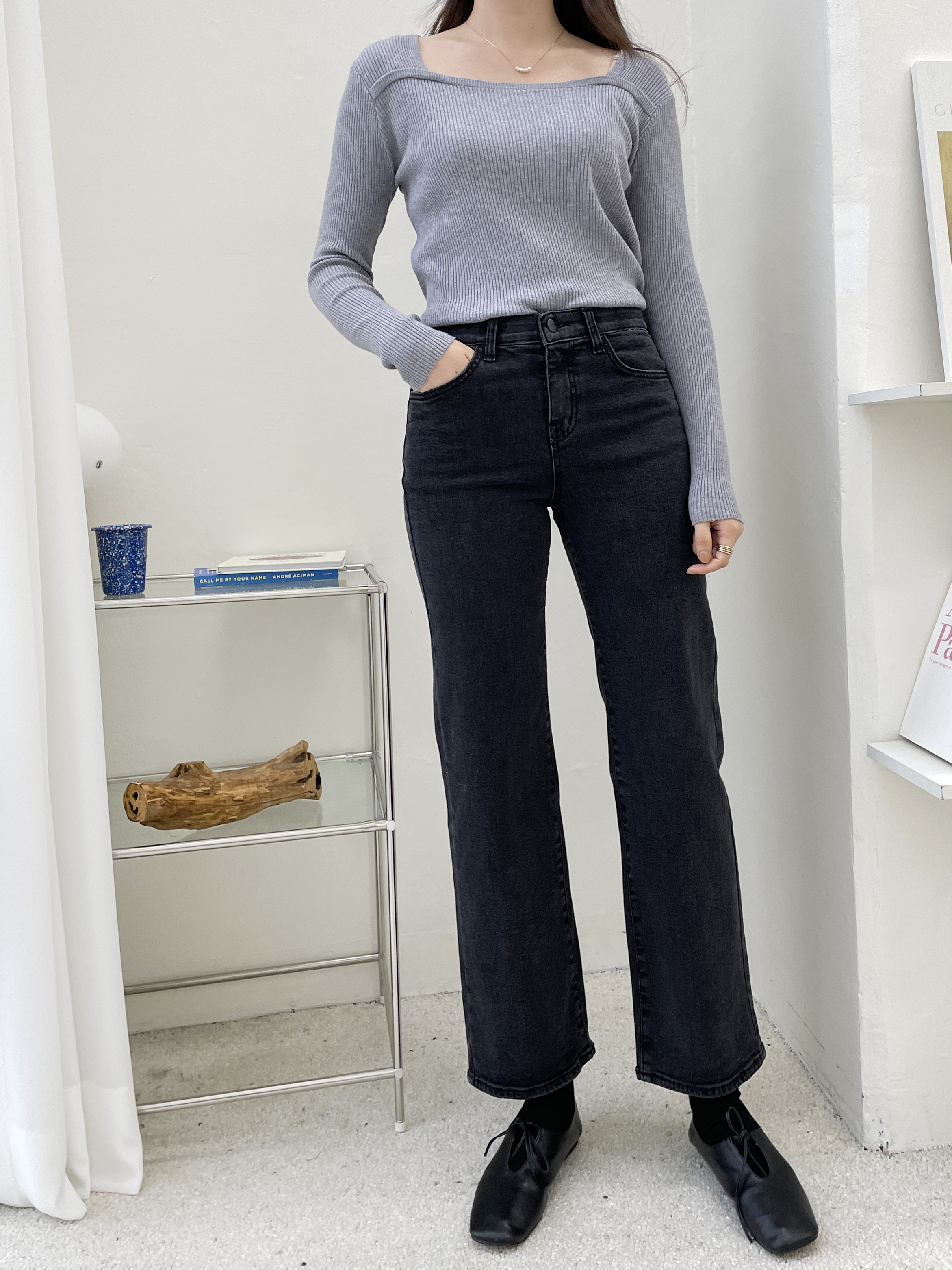 裏起毛スリムストレートデニムパンツ | 詳細画像6