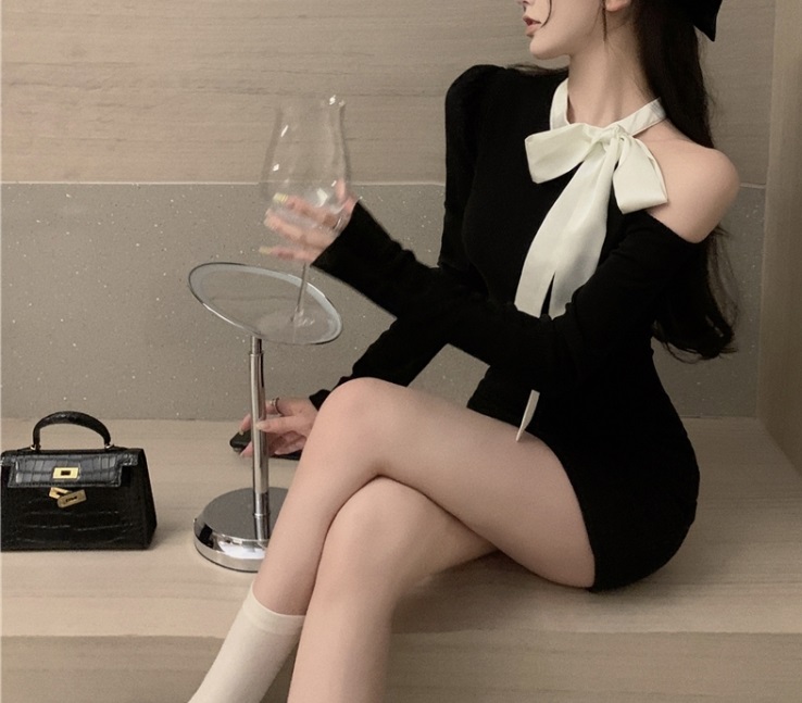 配色リボンワンショルリブミニワンピース | 詳細画像6