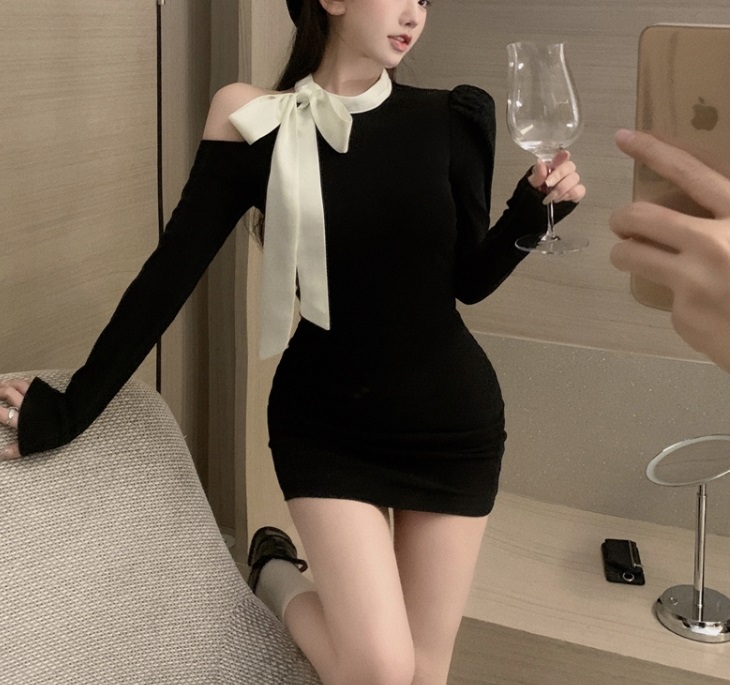 配色リボンワンショルリブミニワンピース | 詳細画像10