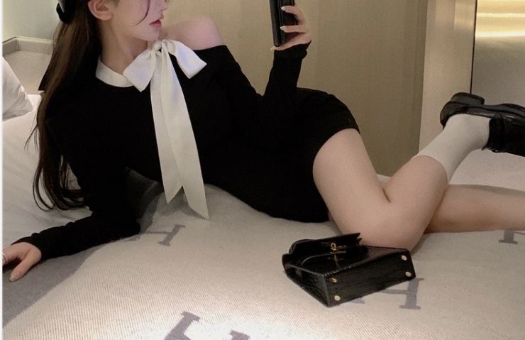 配色リボンワンショルリブミニワンピース | 詳細画像12