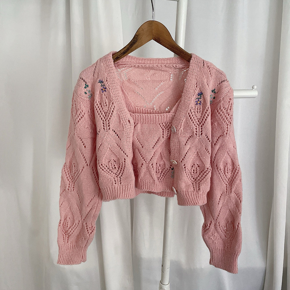 花柄刺繍パンチングキャミソール&カーディガンSET | レディース