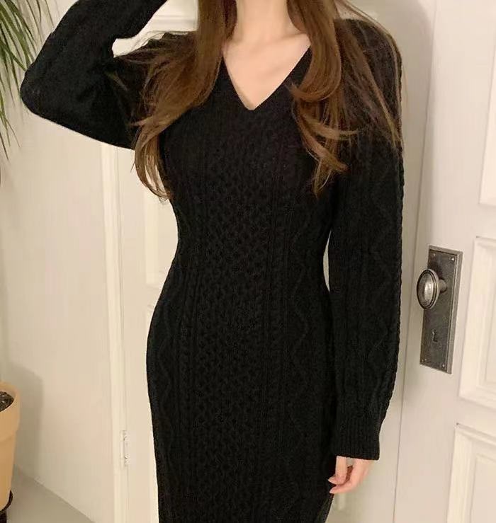 Vネックリボンケーブルニットワンピース | 詳細画像5