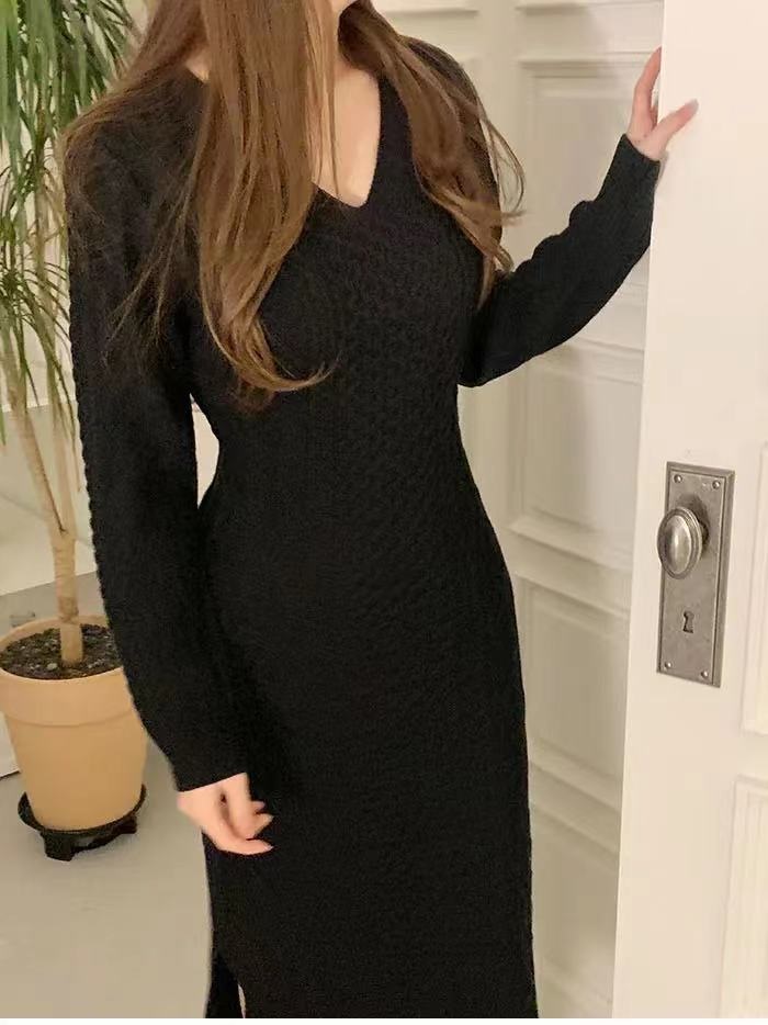 Vネックリボンケーブルニットワンピース | 詳細画像6