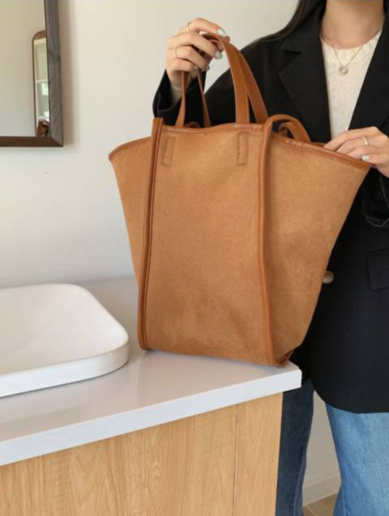 リバーシブルムートン風トートバッグ | 詳細画像2