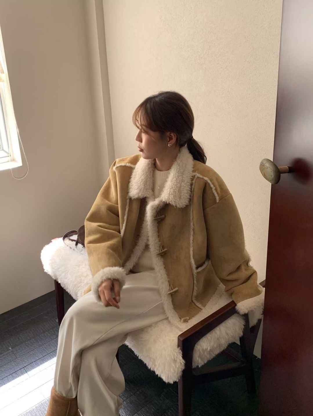 トグルボタンムートン調ポケットジャケット | レディース