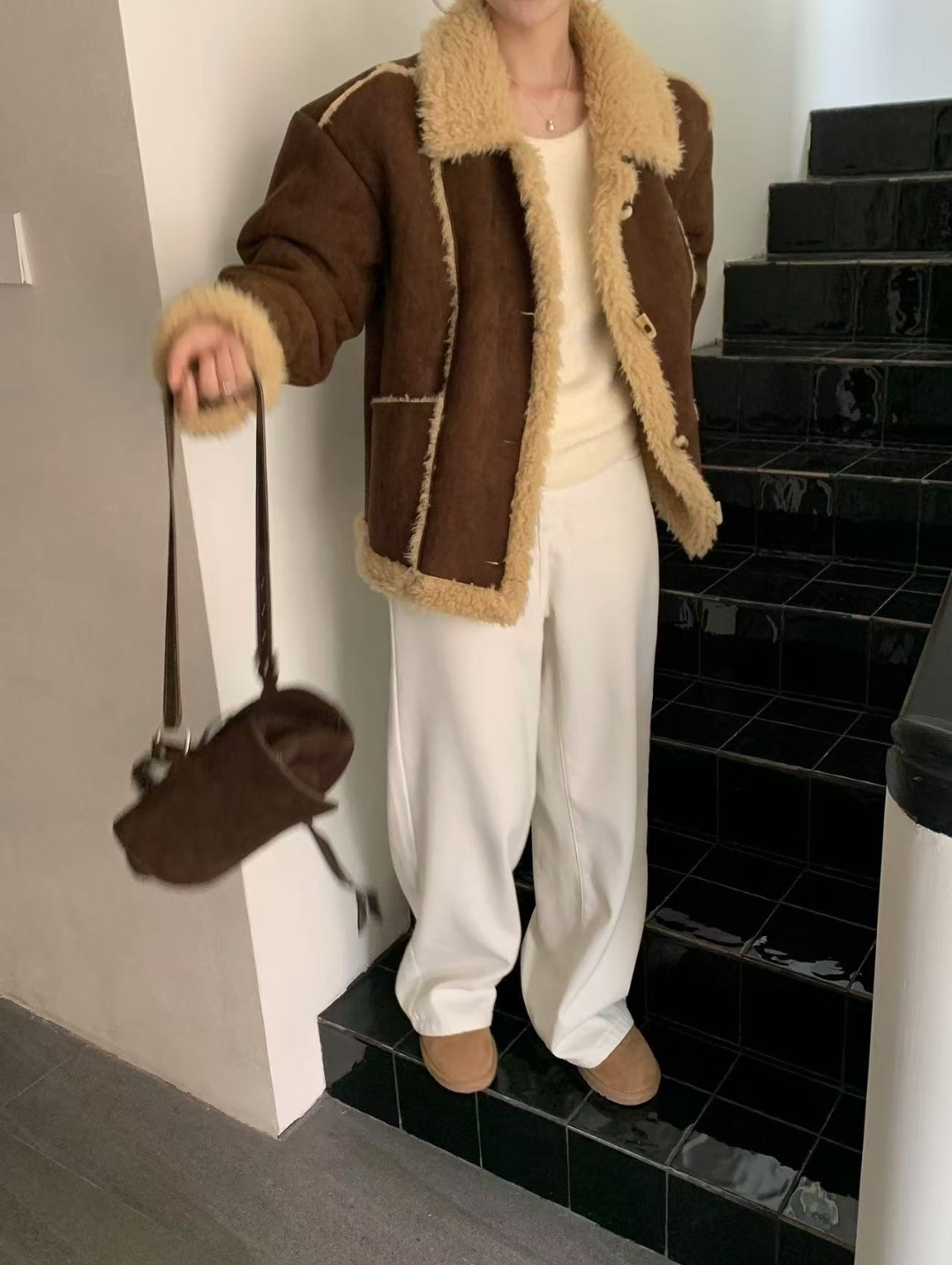 トグルボタンムートン調ポケットジャケット | レディースファッション  