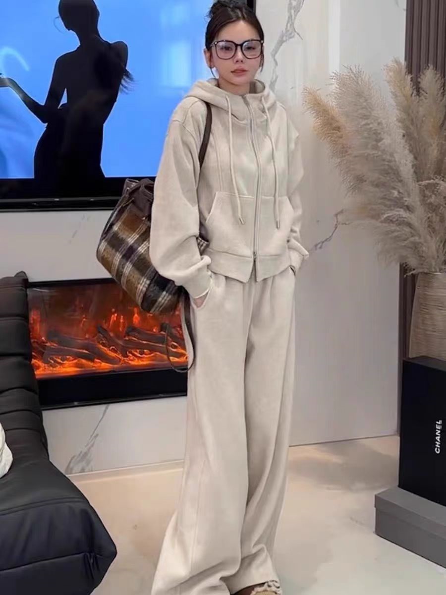 裏起毛ダブルジップパーカー&ワイドパンツSET | 詳細画像2