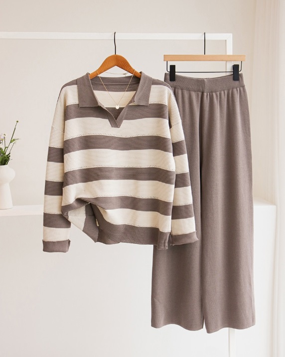 スキッパーボーダーニット&イージーパンツSET | 詳細画像3