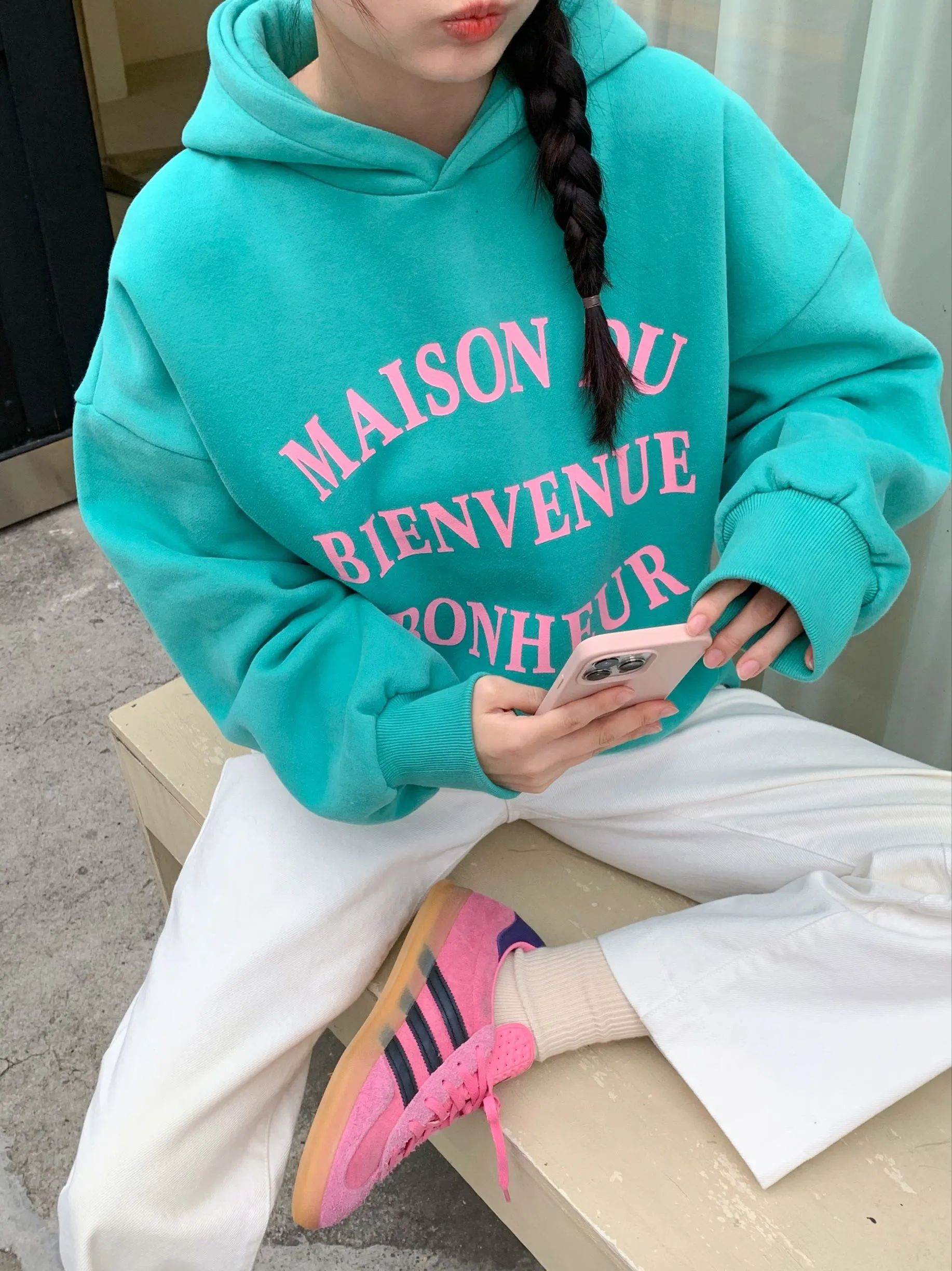 両起毛BIENVIENUEレタリングパーカー | 詳細画像1