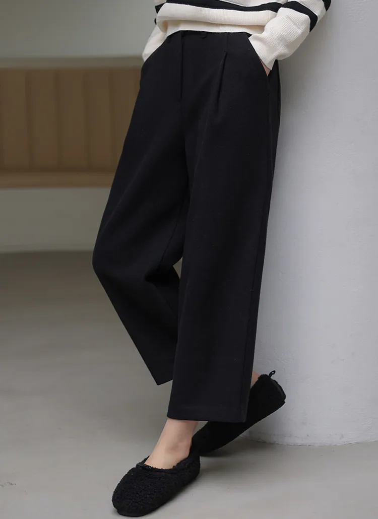 ワンタックルーズストレートメルトンタッチスラックス | chicfox | 詳細画像1