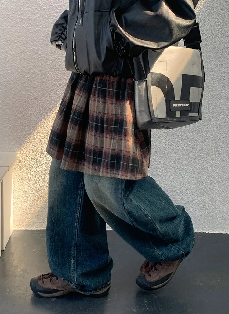 ドロストチェックフレアスカート | baon | 詳細画像1