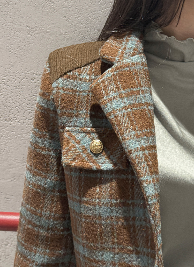 コーデュロイカフスチェッククロップドジャケット | レディース