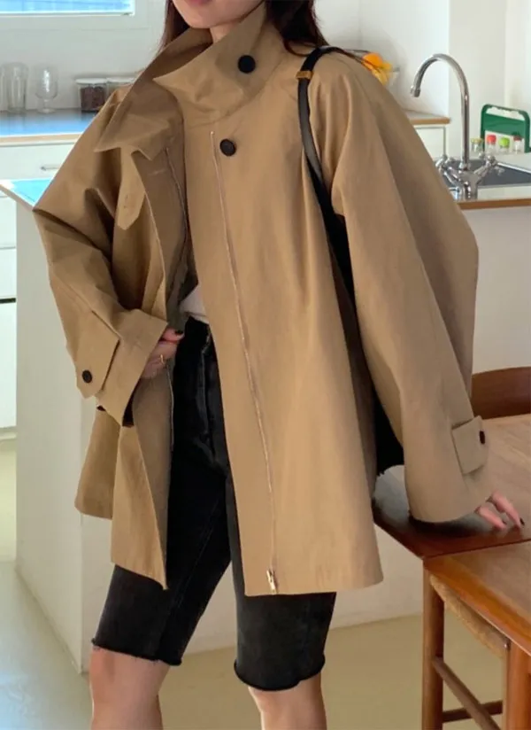 2WAYストラップラグランハーフトレンチコート | 詳細画像1