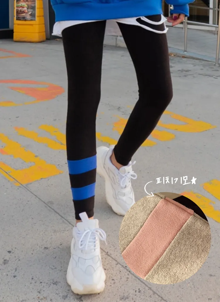 ピーチ起毛配色ラインレギンスパンツ | rehab | 詳細画像1