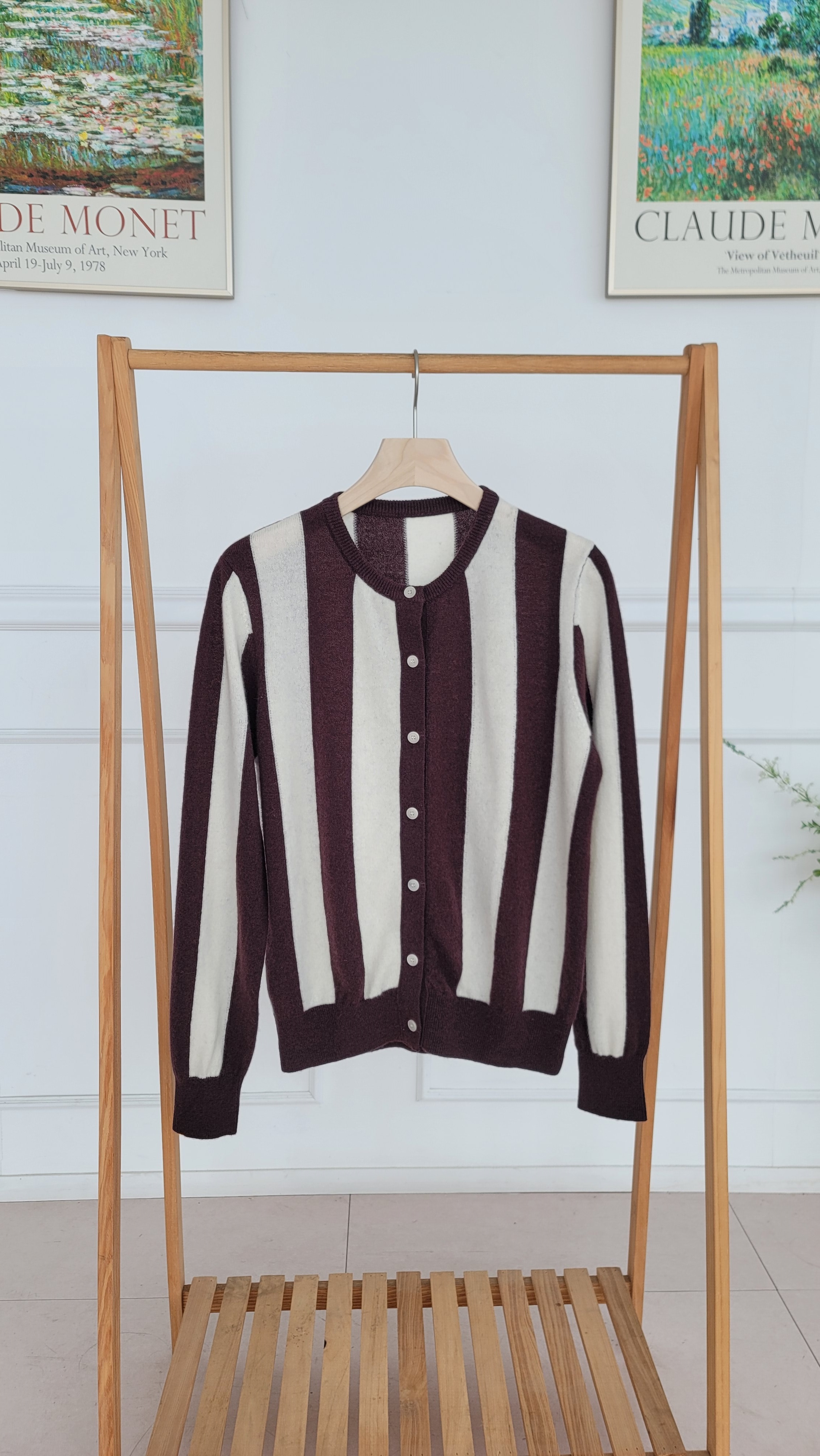 RATS ストライプカーディガン ホワイト/ブラック/ブルー RATS - 【ラスト1点】LETTERD CARDIGAN PATCH (BLACK) / ワッペン