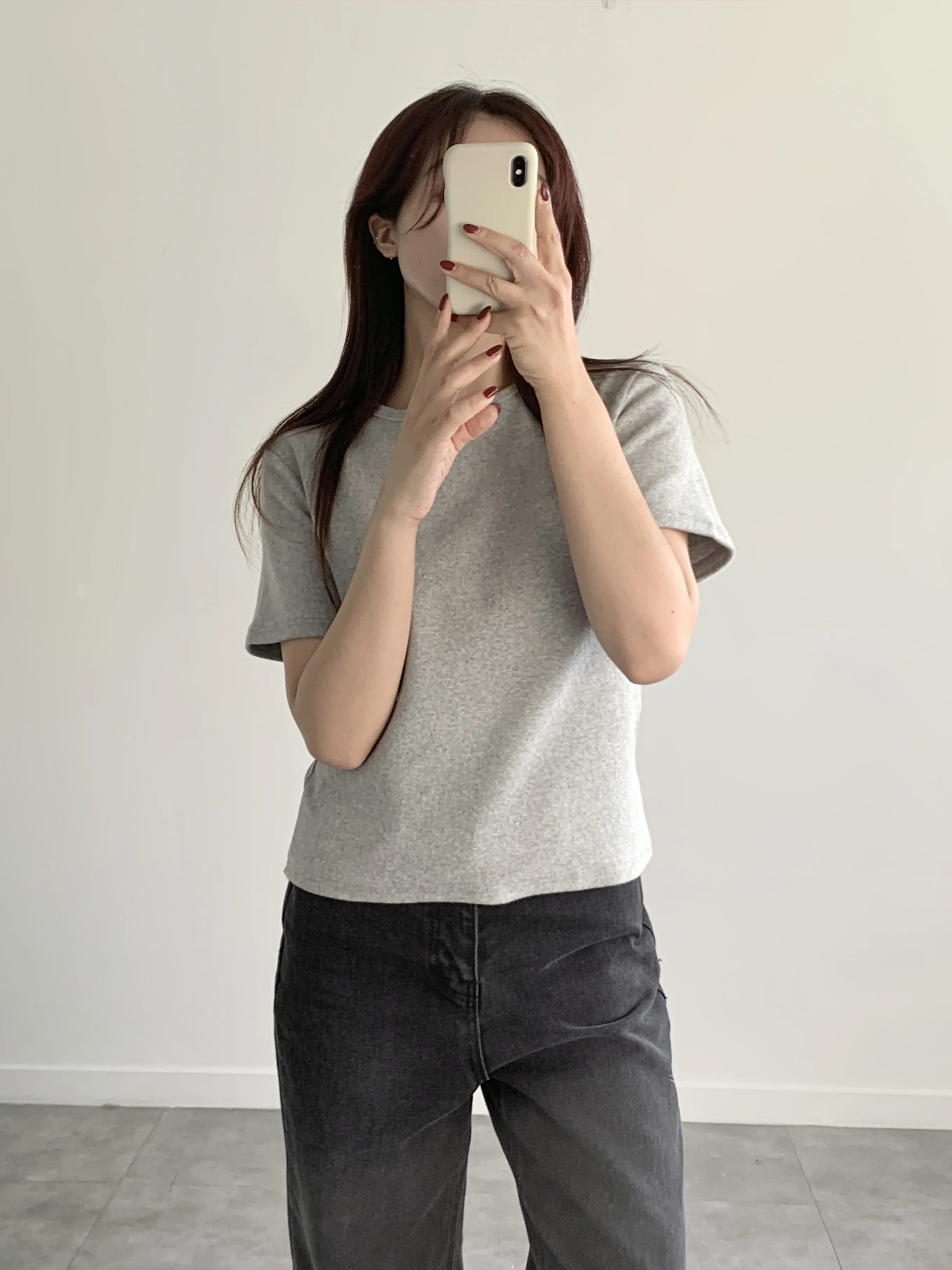 ピーチ起毛クロップド半袖Tシャツ | 詳細画像1