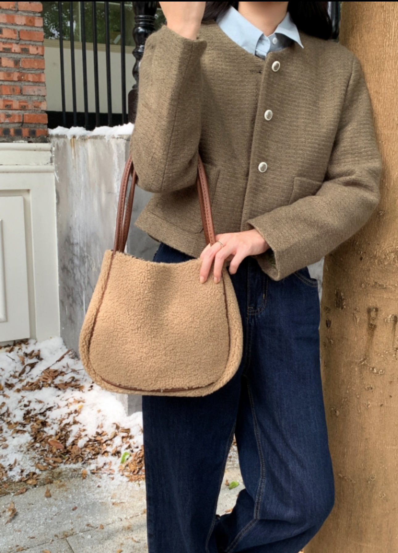 リバーシブルムートン調トートバッグ | 詳細画像4