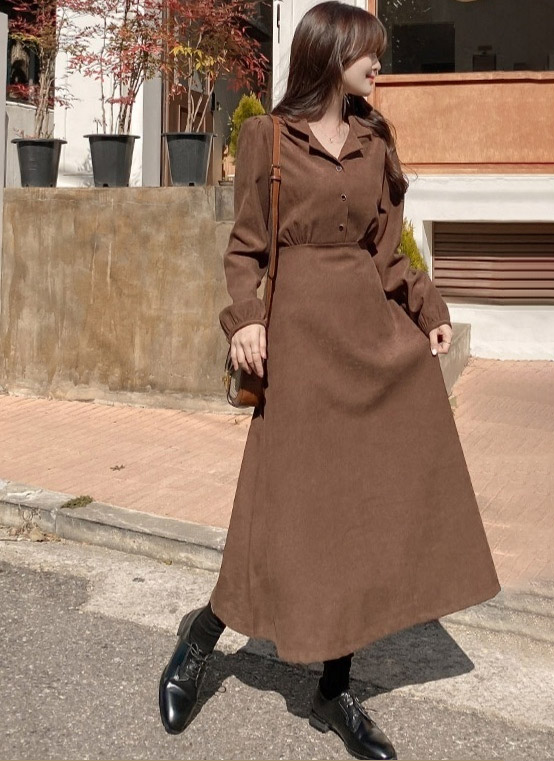 ピーチ起毛リボンハーフボタンシャツワンピース | レディース