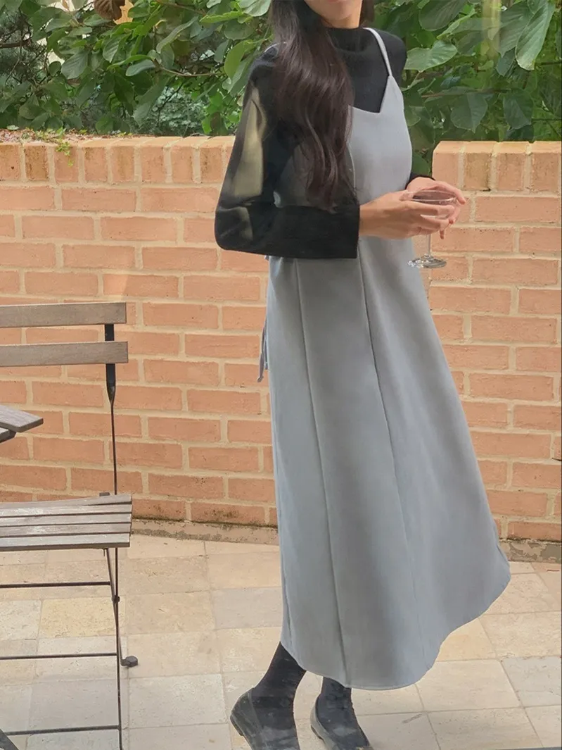 ピーチ起毛リボンVネックキャミワンピース | 詳細画像1