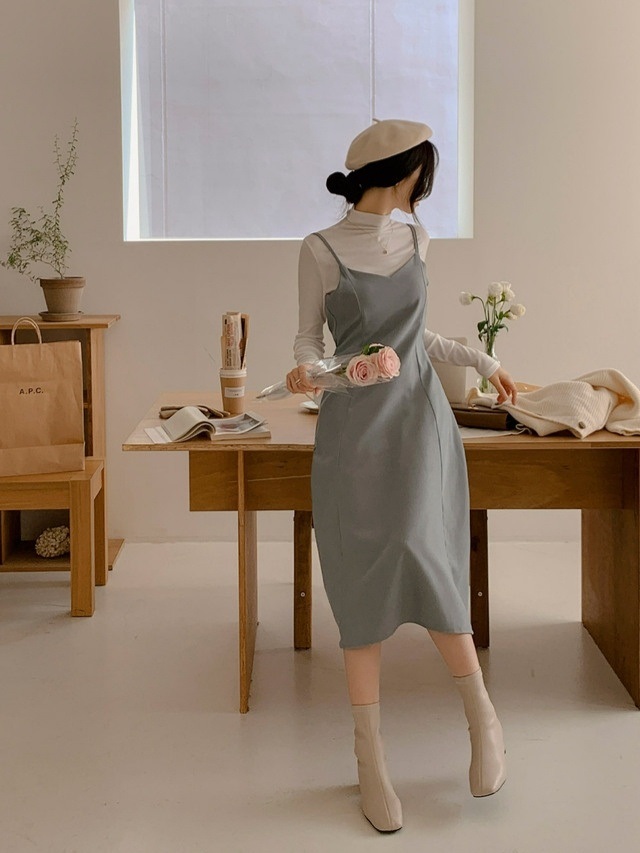 ピーチ起毛リボンVネックキャミワンピース | 詳細画像3