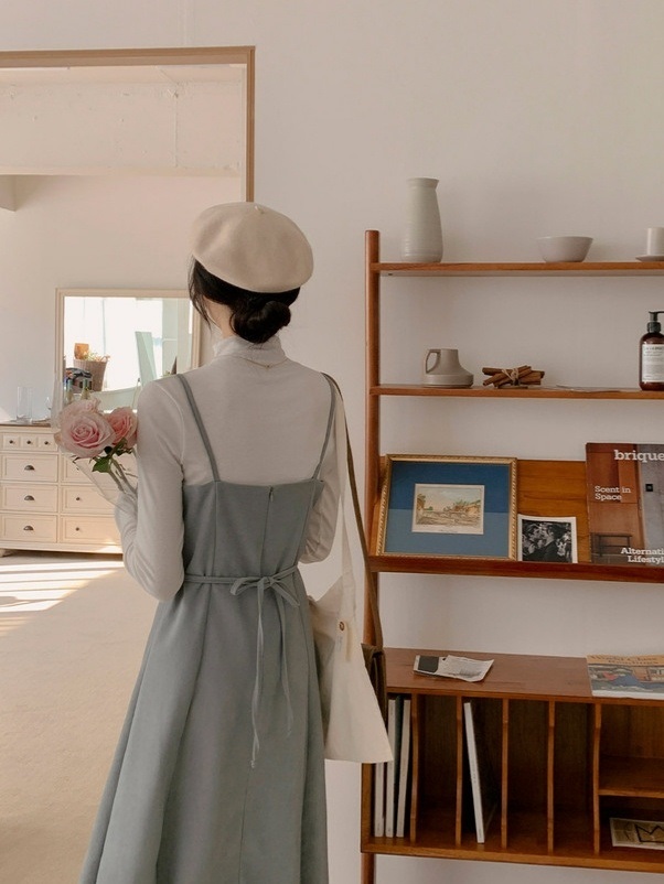 ピーチ起毛リボンVネックキャミワンピース | 詳細画像5