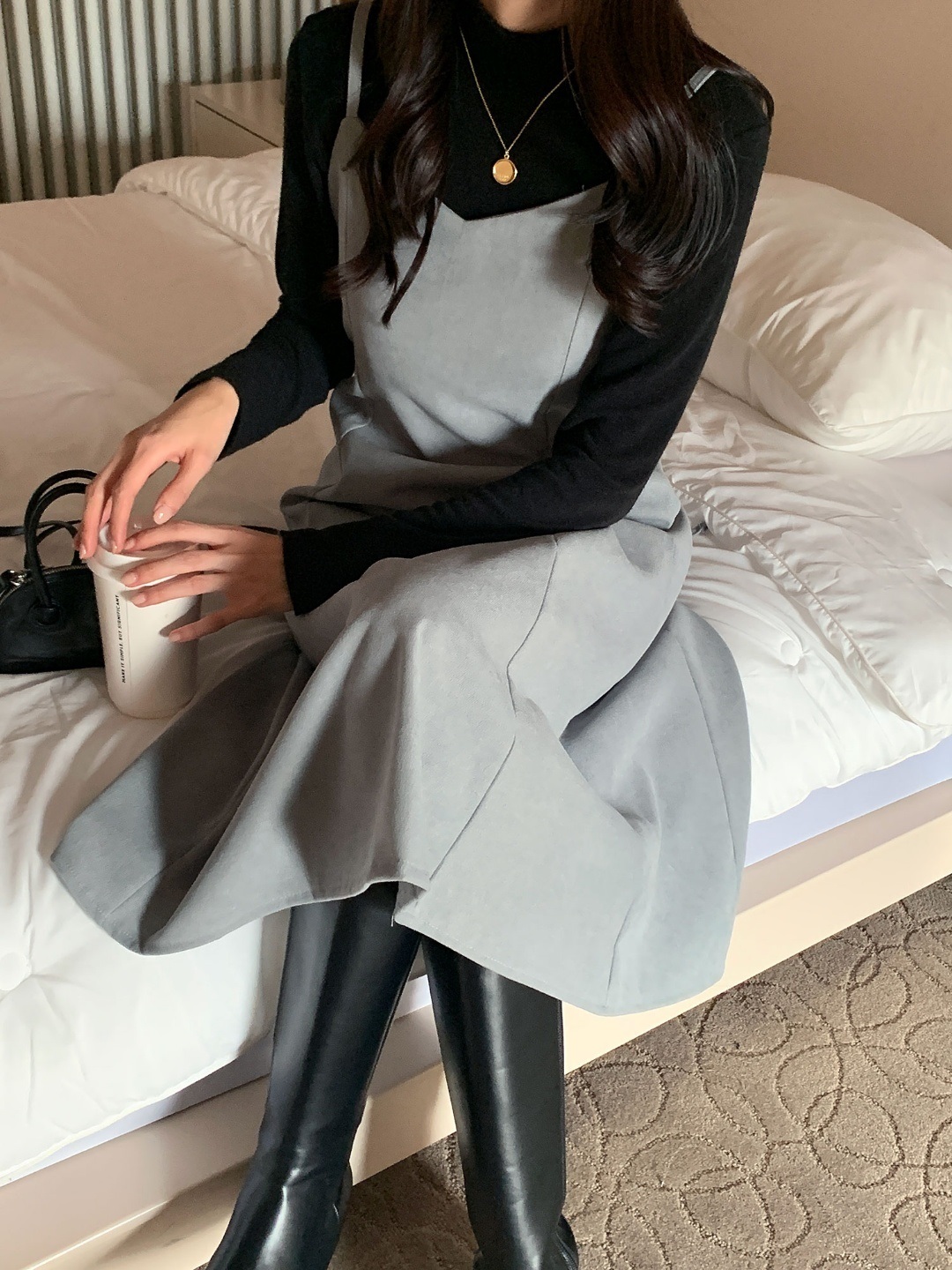 ピーチ起毛リボンVネックキャミワンピース | 詳細画像7