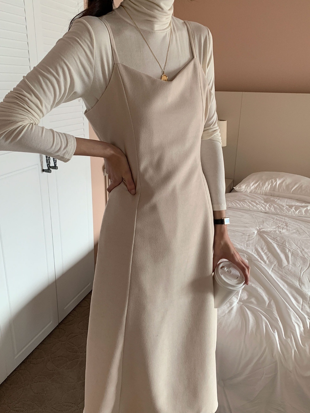 ピーチ起毛リボンVネックキャミワンピース | 詳細画像17