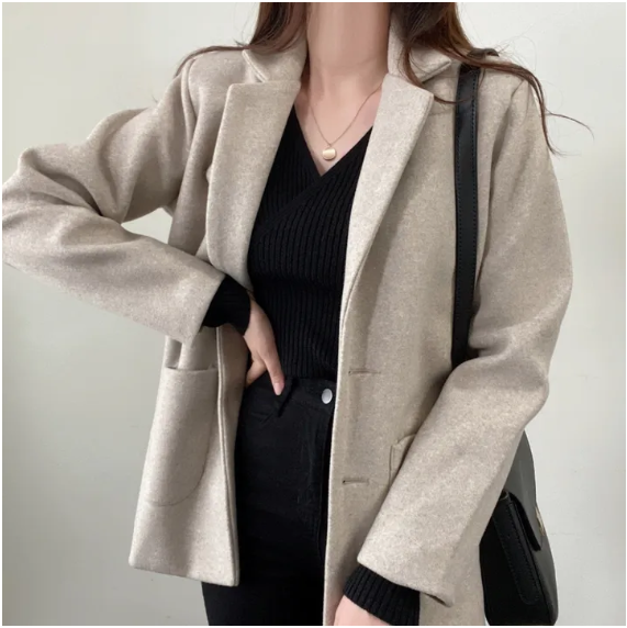 キルティング裏地ウール混ミドルジャケット | 詳細画像2