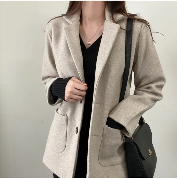 キルティング裏地ウール混ミドルジャケット | 詳細画像3