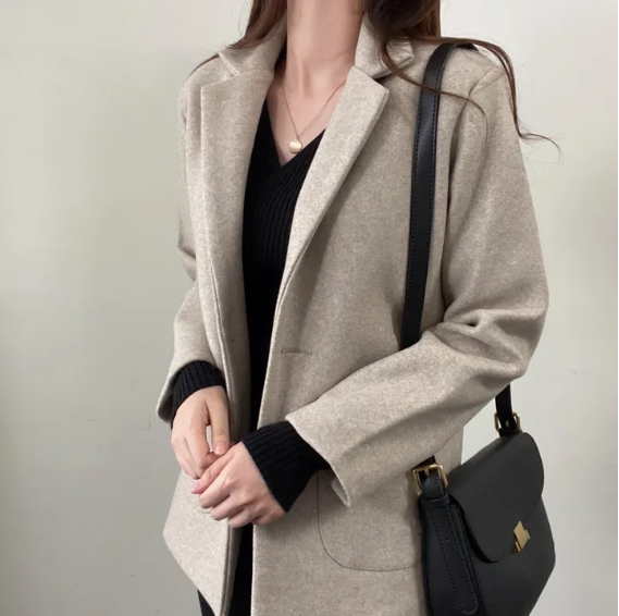 キルティング裏地ウール混ミドルジャケット | 詳細画像4