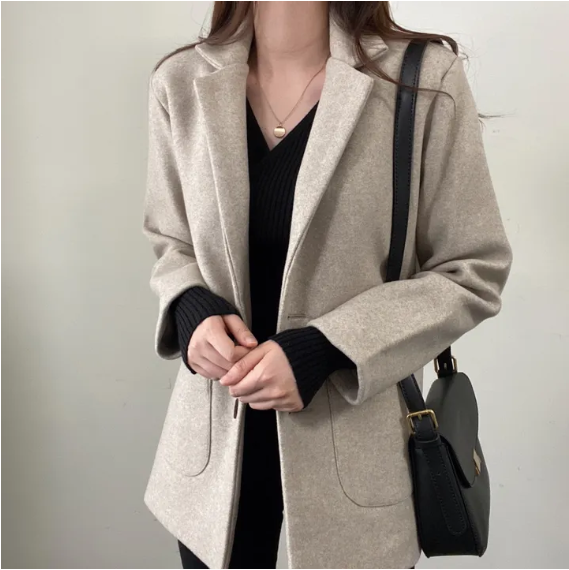 キルティング裏地ウール混ミドルジャケット | 詳細画像5