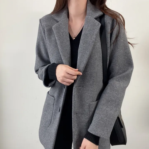 キルティング裏地ウール混ミドルジャケット | 詳細画像10