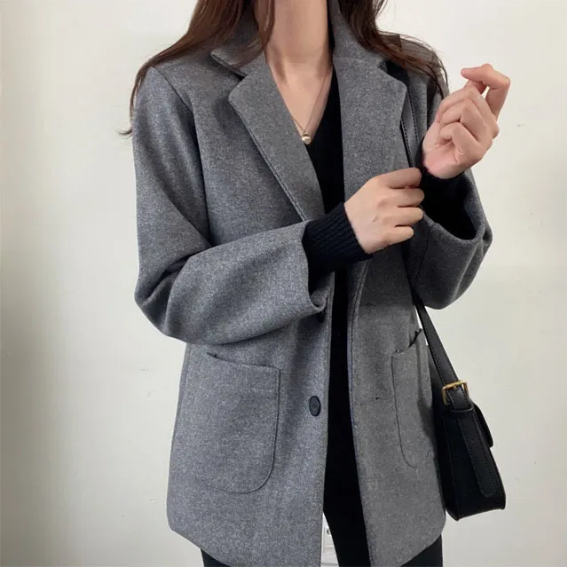 キルティング裏地ウール混ミドルジャケット | 詳細画像11