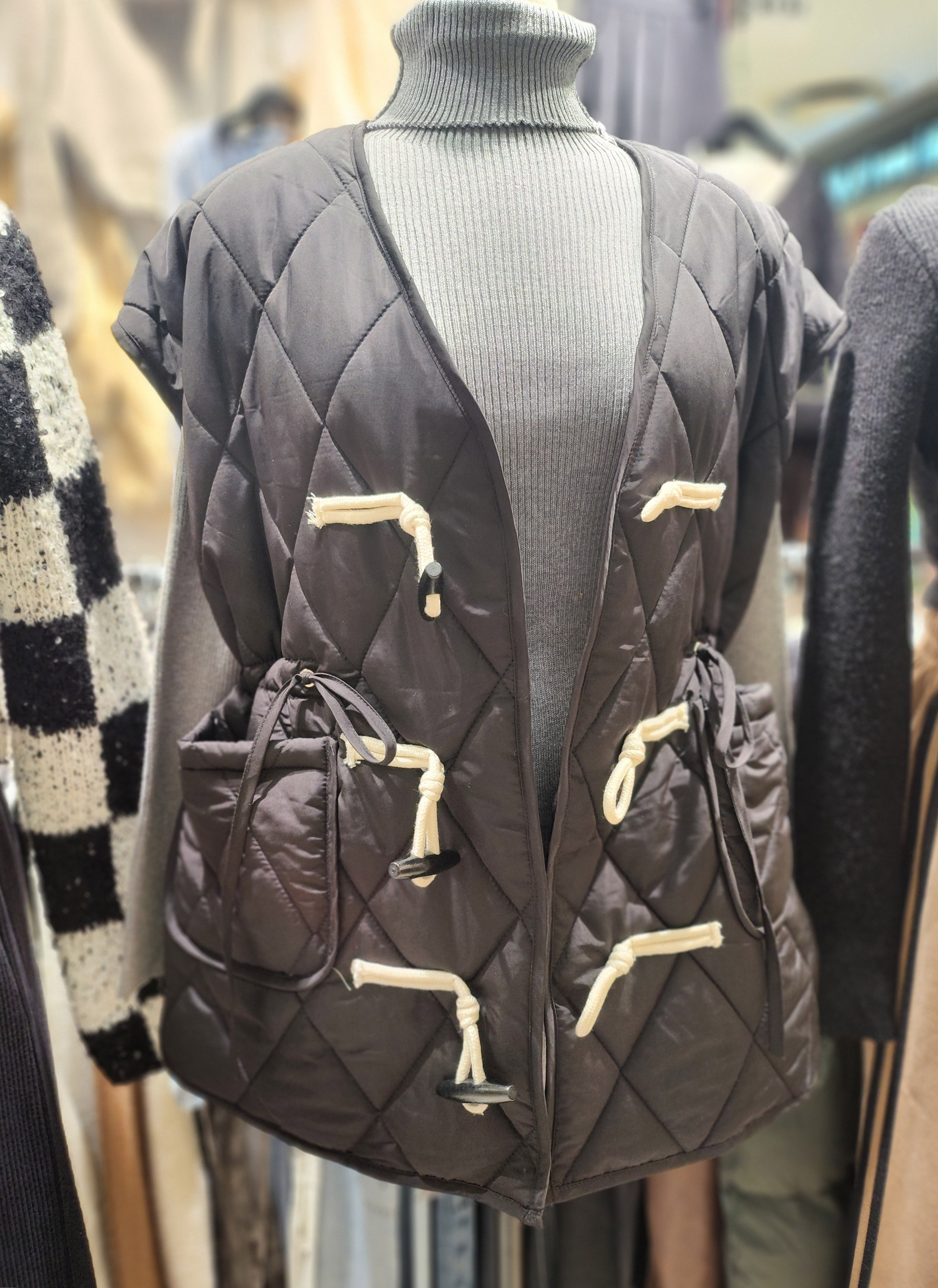 ligo ハンドメイド黒 キルティング ノースリーブベスト キルティング ノースリーブベスト Doヒ一ト·超快温 ベストノメンズセット