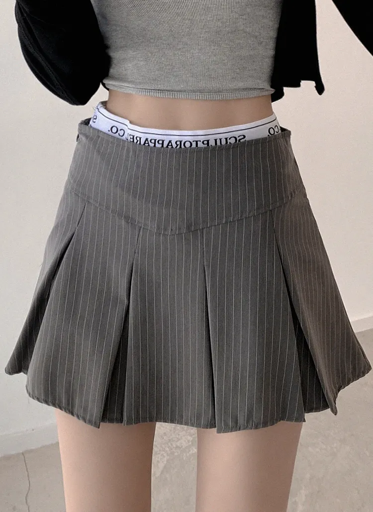 英字バンドストライププリーツスカートパンツ | JESSIYA | 詳細画像1
