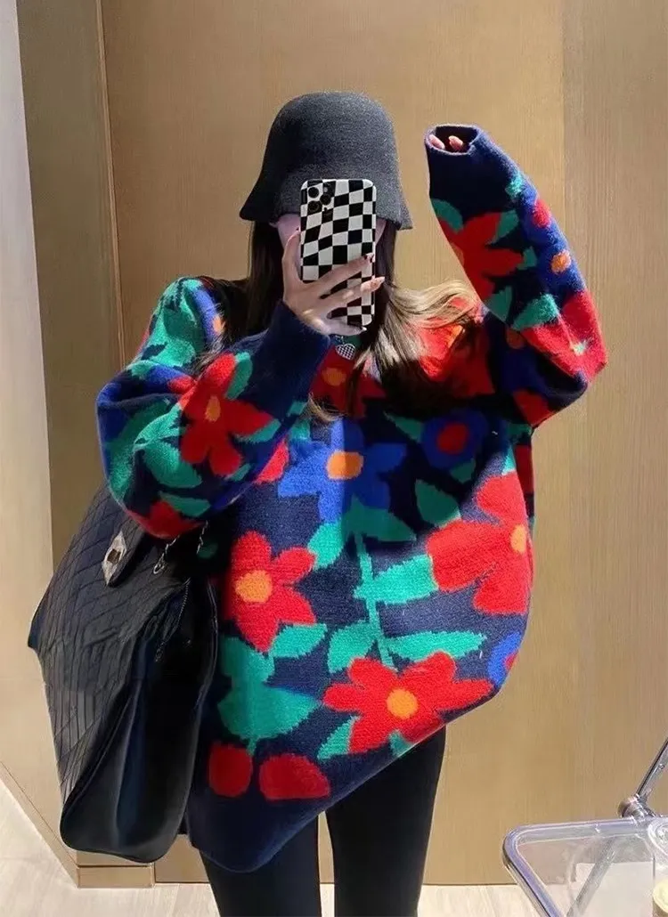 モヘア混花柄ボクシーニット | レディースファッション通販 - DHOLIC 