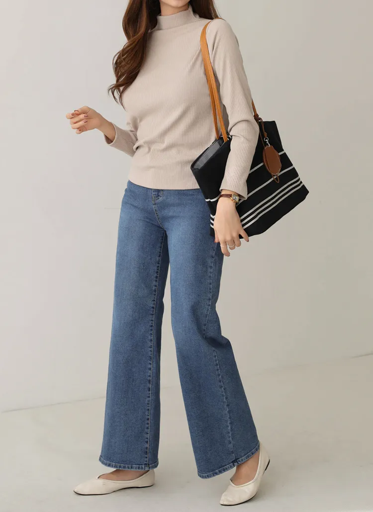 ハーフネック長袖リブニット | pippin | 詳細画像1