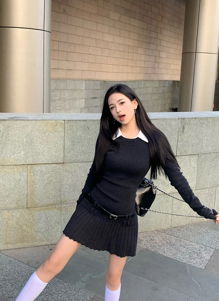 pium プリーツベルトミニワンピース ブラック プリーツベルトデニムミニワンピース – pium