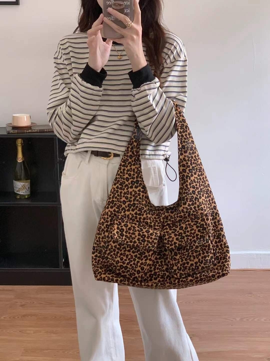 フラップポケットレオパードトートバッグ | 詳細画像6