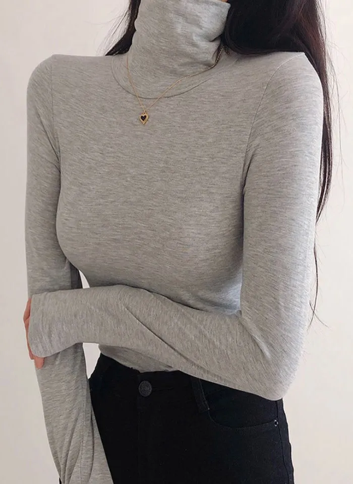 裏起毛スリムハイネックTシャツ | 詳細画像1