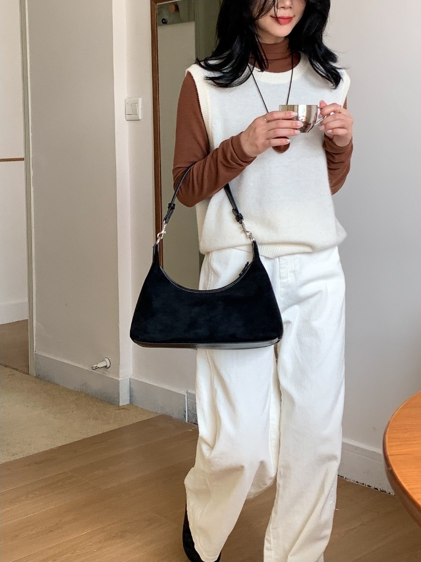 レザー調ハンドルエコスエード台形バッグ | 詳細画像3