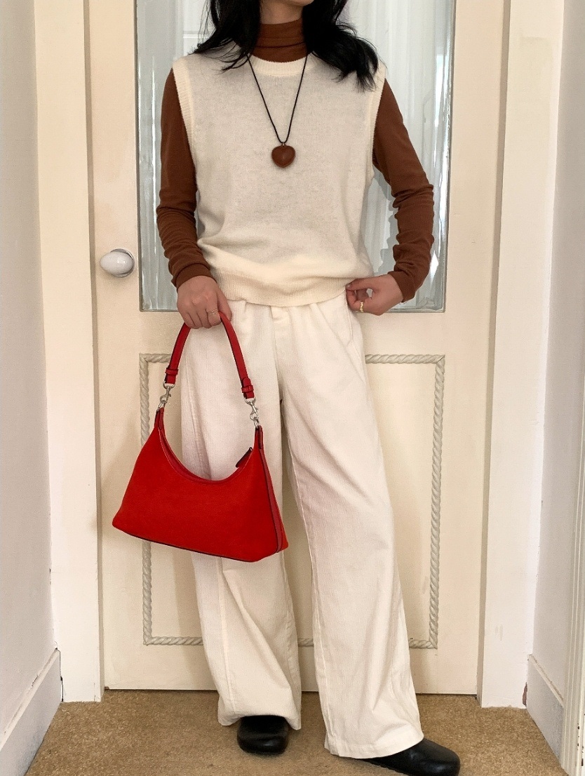 レザー調ハンドルエコスエード台形バッグ | 詳細画像4