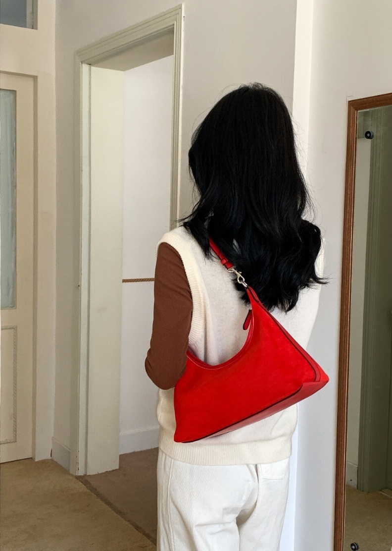 レザー調ハンドルエコスエード台形バッグ | 詳細画像6