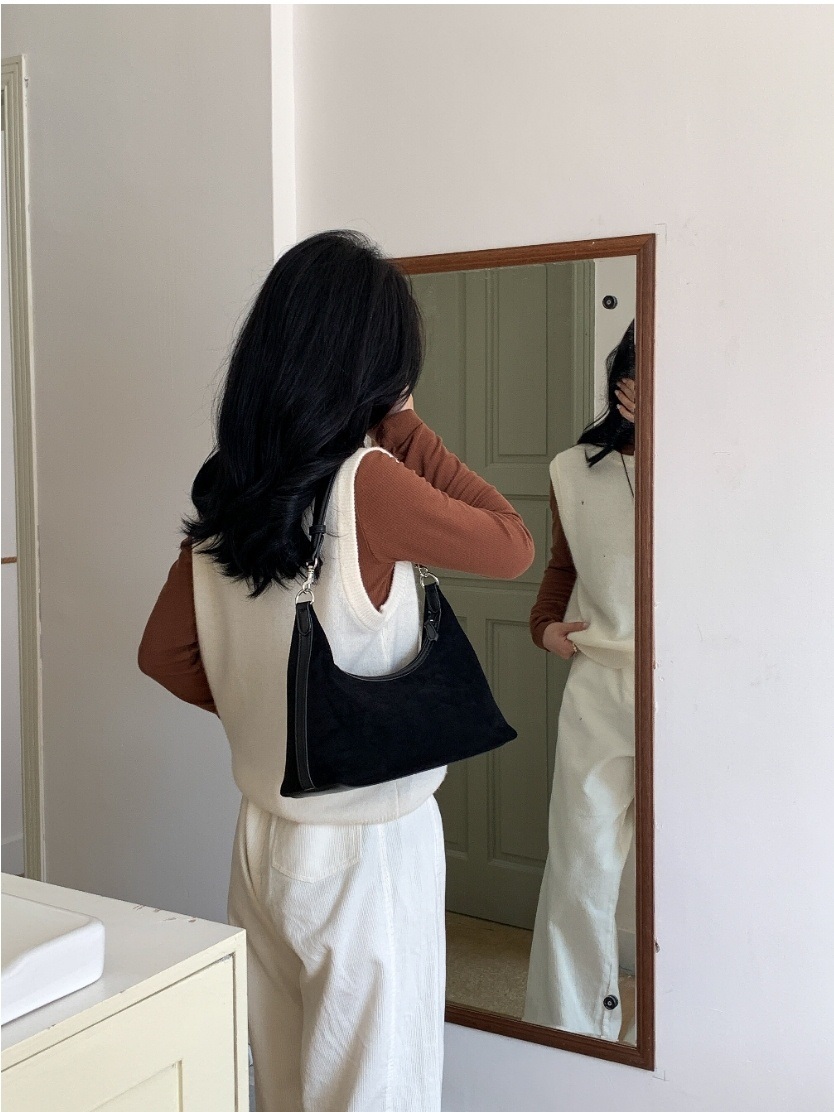 レザー調ハンドルエコスエード台形バッグ | 詳細画像7