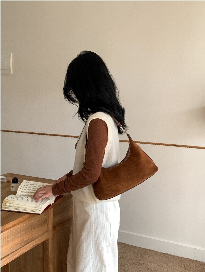 レザー調ハンドルエコスエード台形バッグ | 詳細画像8